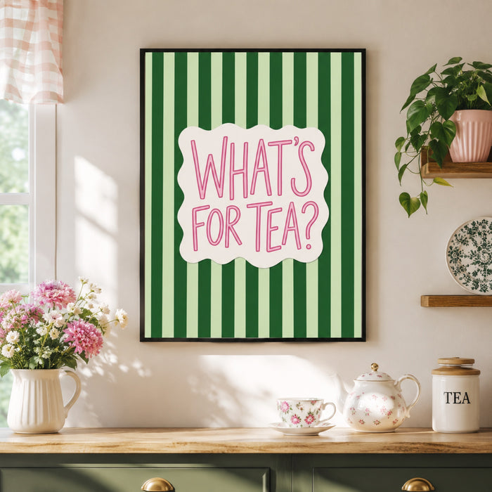 What's For Tea Kitchen Typography Wall Art Decor