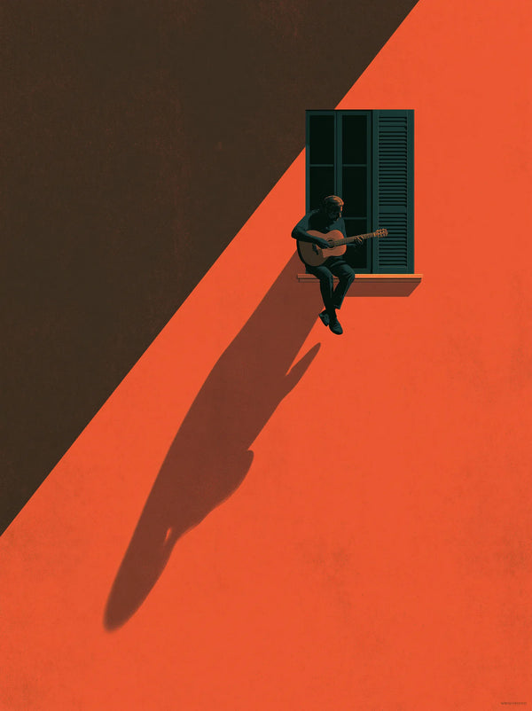 Window Guitarist Shadow Wall Art Decor