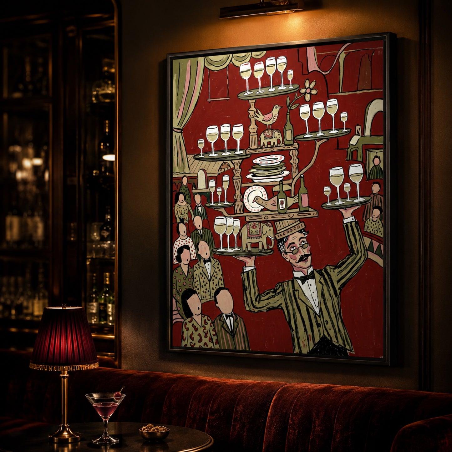 The Wine Waiter's Balancing Act Wall Art Decor preview 11