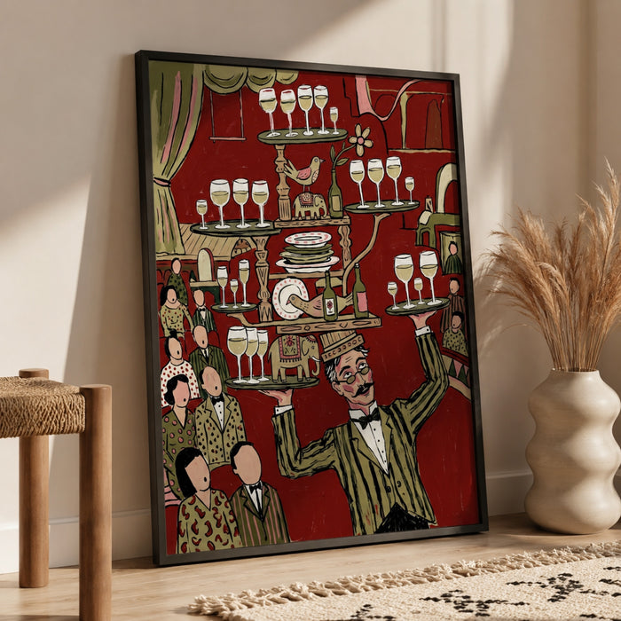 The Wine Waiter's Balancing Act Wall Art Decor
