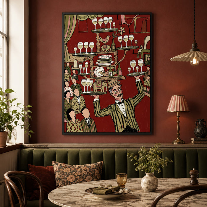 The Wine Waiter's Balancing Act Wall Art Decor