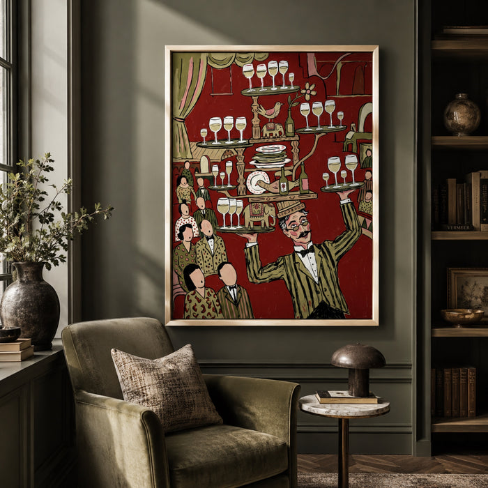 The Wine Waiter's Balancing Act Wall Art Decor