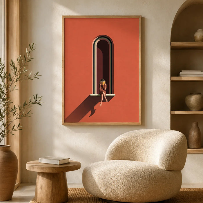 Woman Reading by Arched Window Wall Art Decor