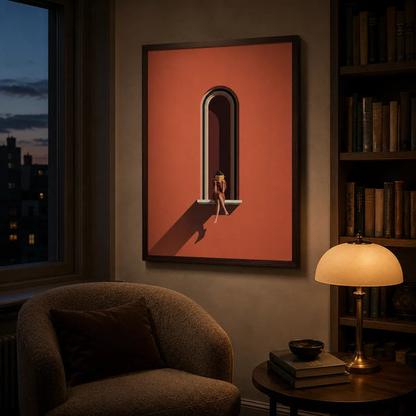 Woman Reading by Arched Window Wall Art Decor