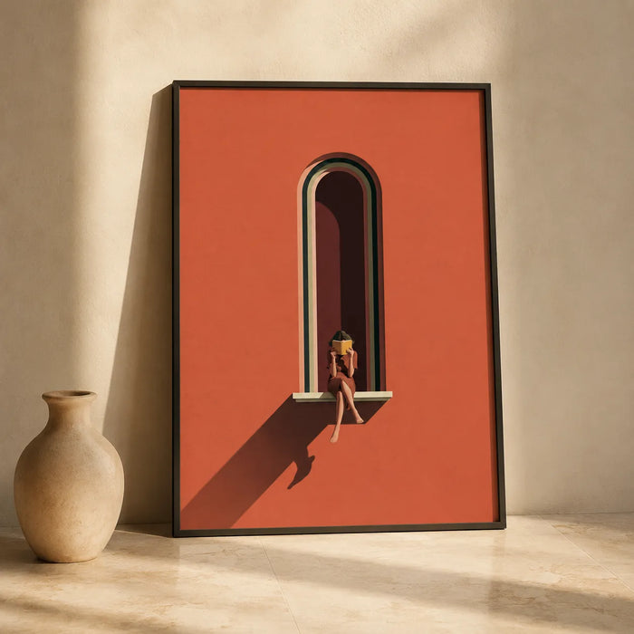Woman Reading by Arched Window Wall Art Decor