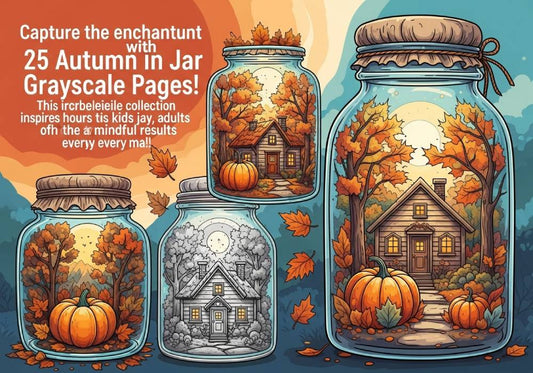 25 Autumn in Jar Grayscale Coloring Pages