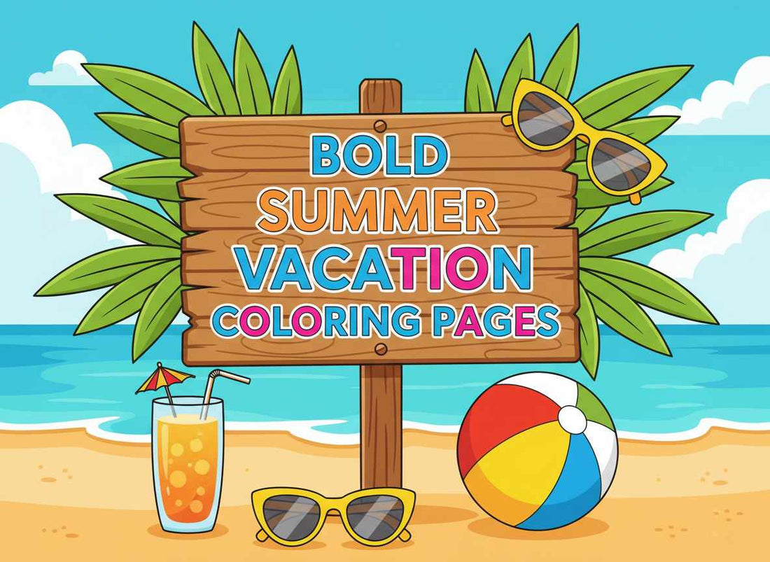 Bold Summer Vacation Coloring Pages: Fun & Easy Printable Pages for Relaxing Creativity