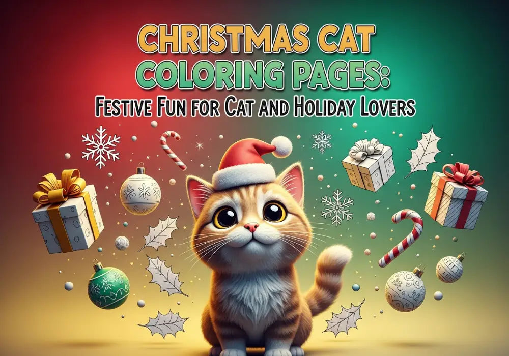 Christmas Cat Coloring Pages: Festive Fun for Cat and Holiday Lovers