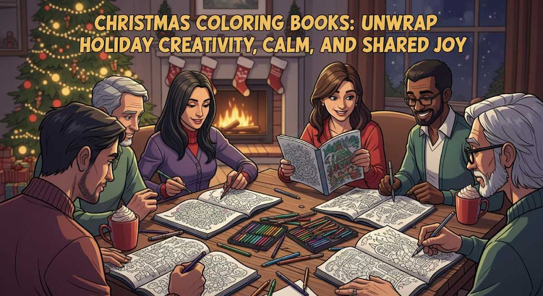 family members coloring on Christmas Eve