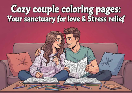 Cozy couple coloring pages: Your sanctuary for love & Stress relief