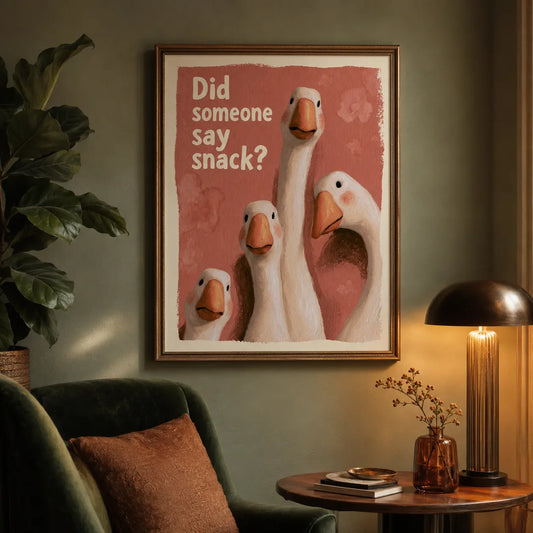 Playful animal wall art poster in a nursery