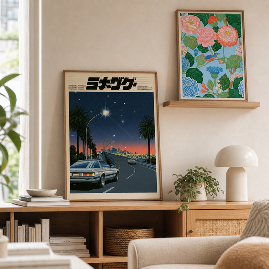 Renter-friendly framed wall art displayed without drilling