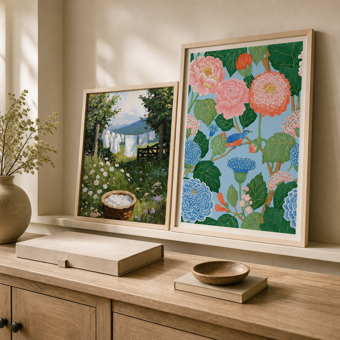 Botanical and country art prints ready for an easy seasonal swap