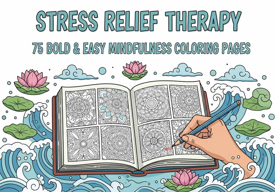 Stress Relief Therapy: 75 Bold & Easy Mindfulness Coloring Pages