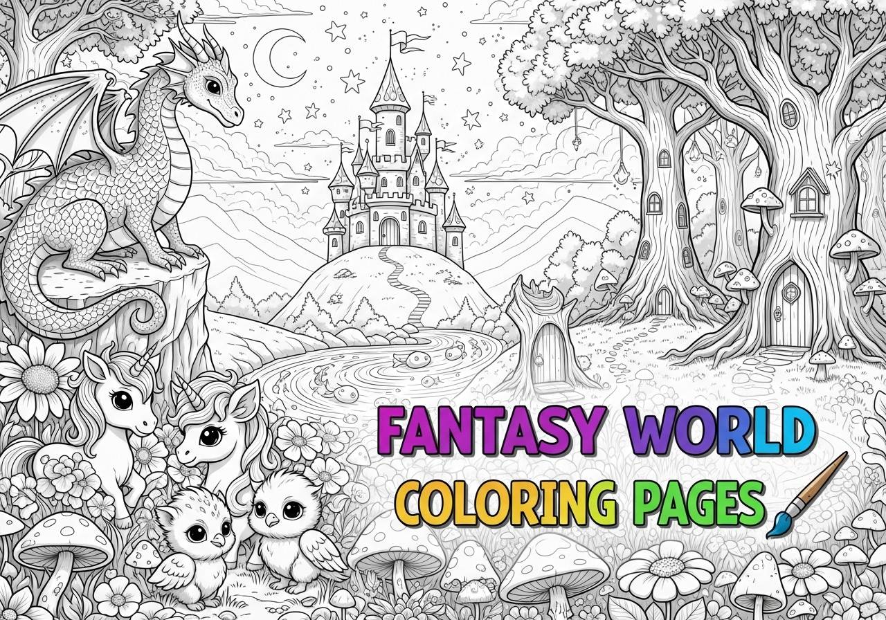trending fantasy world coloring pages