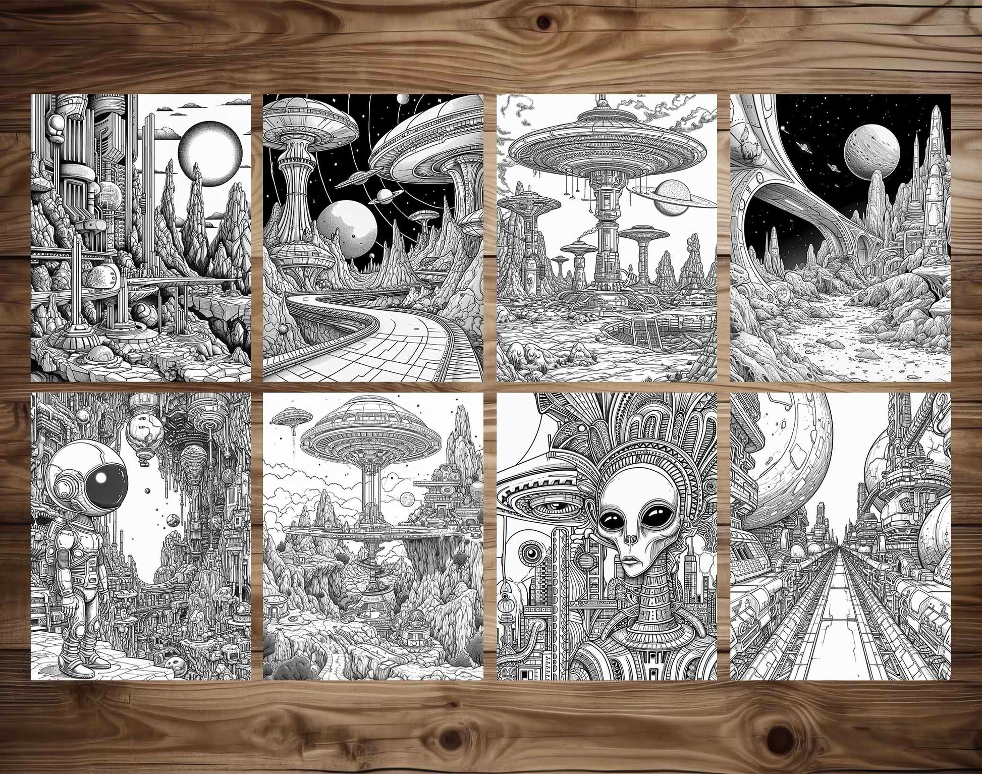 100 Outer Space Base Coloring Pages - Instant Download - Printable – preview 4