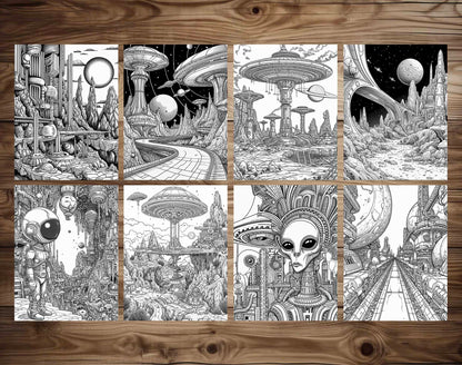 100 Outer Space Base Coloring Pages - Instant Download - Printable – preview 4