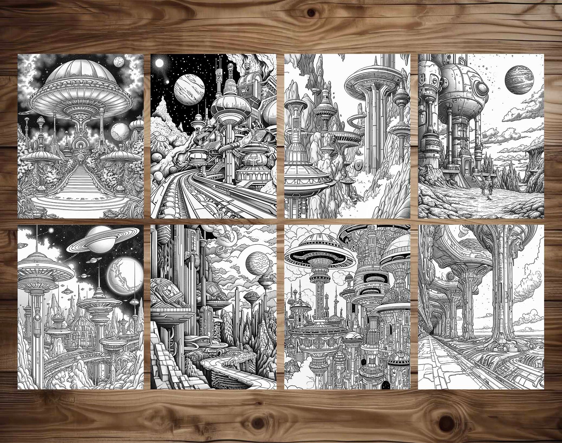 100 Outer Space Base Coloring Pages - Instant Download - Printable – preview 5
