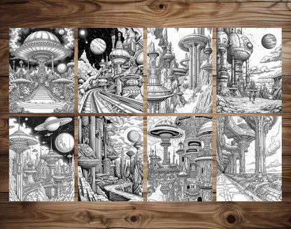 100 Outer Space Base Coloring Pages - Instant Download - Printable – preview 5
