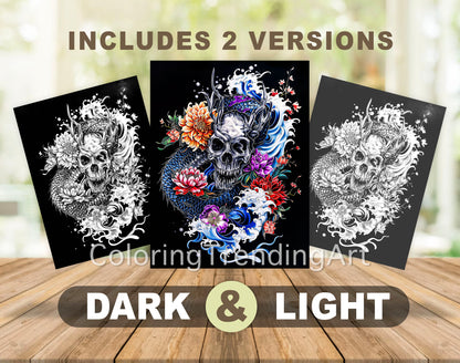 101 Tattoos Therapy 2 Grayscale Coloring Pages - Instant Download - Printable Dark/Light – preview 4