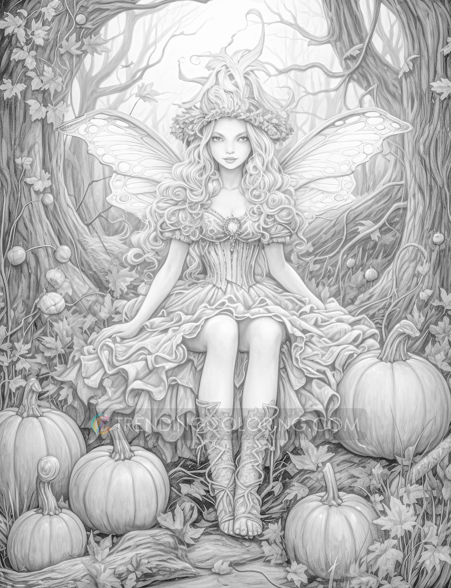 101 Autumn Theme Special Collection Grayscale Coloring Pages - Instant Download - Printable – preview 10