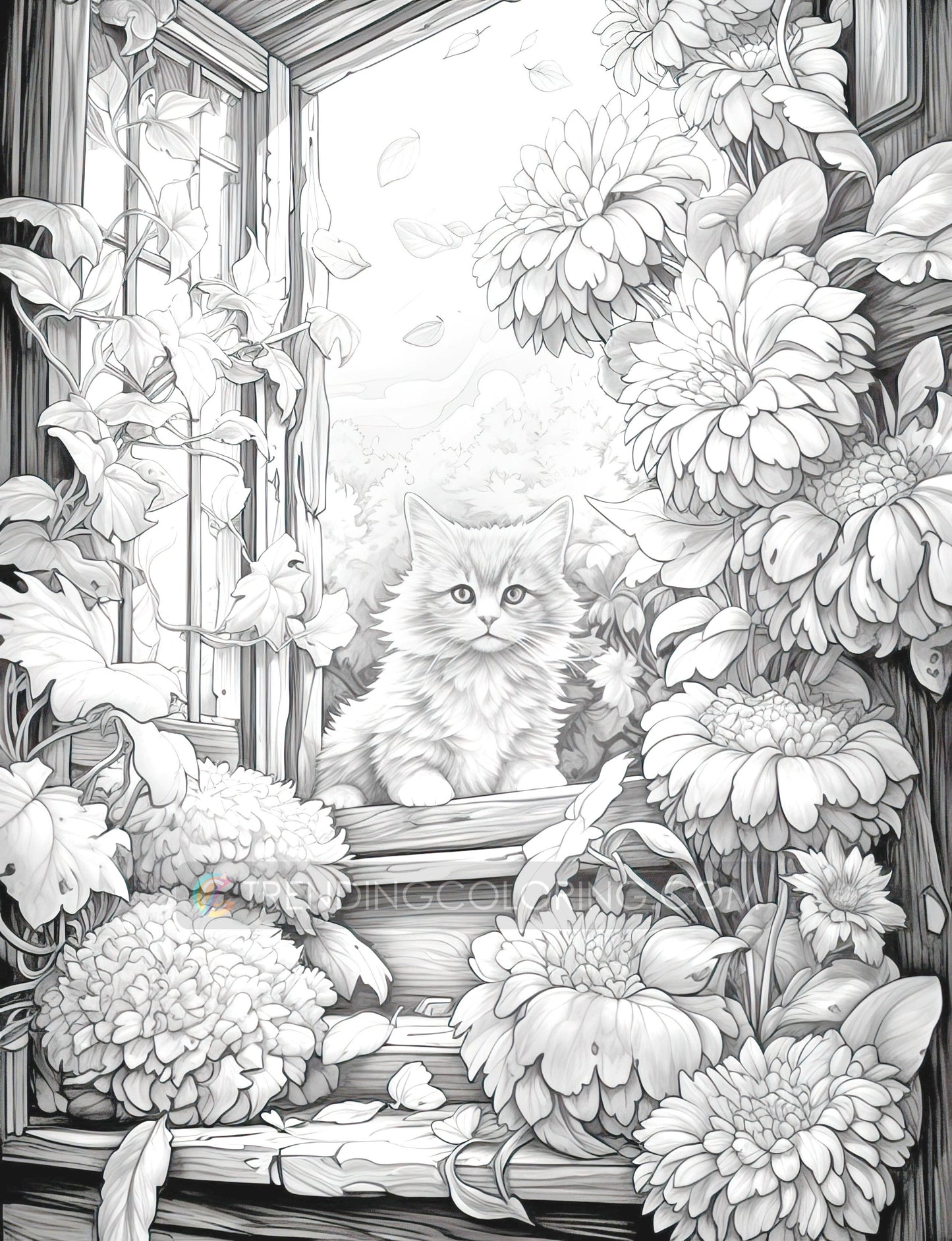 101 Autumn Theme Special Collection Grayscale Coloring Pages - Instant Download - Printable – preview 6