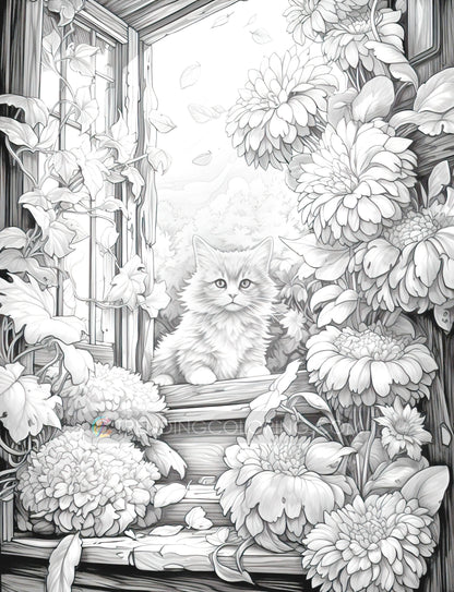 101 Autumn Theme Special Collection Grayscale Coloring Pages - Instant Download - Printable – preview 6