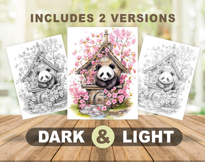 101 Baby Animal Home Grayscale Coloring Pages - Instant Download - Printable - Dark/Light – preview 4