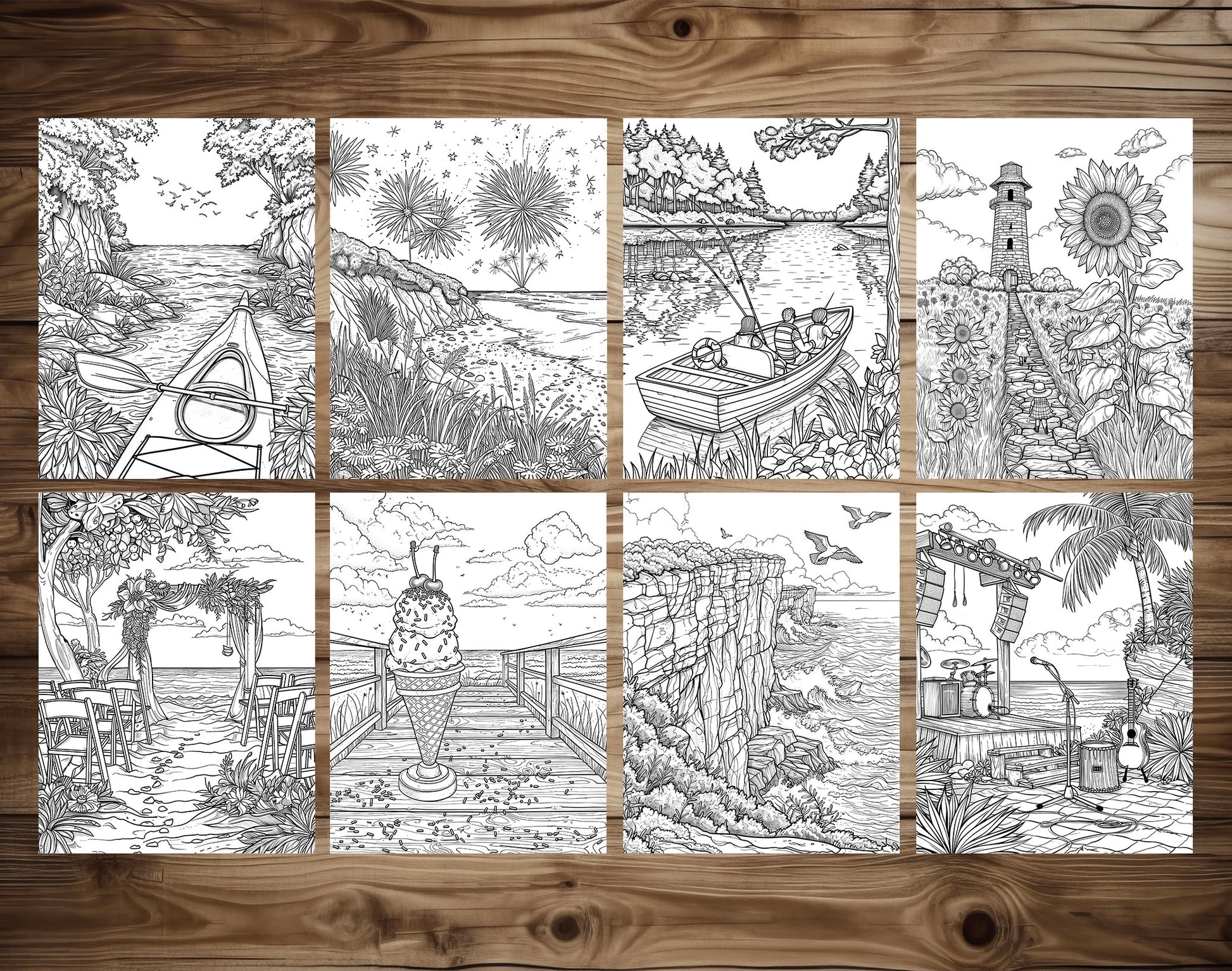 101 Chill Vibes Summer Relaxation Coloring Pages - Instant Download - Printable PDF – preview 10