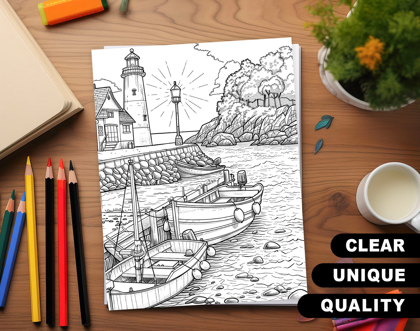 101 Chill Vibes Summer Relaxation Coloring Pages - Instant Download - Printable PDF – preview 3