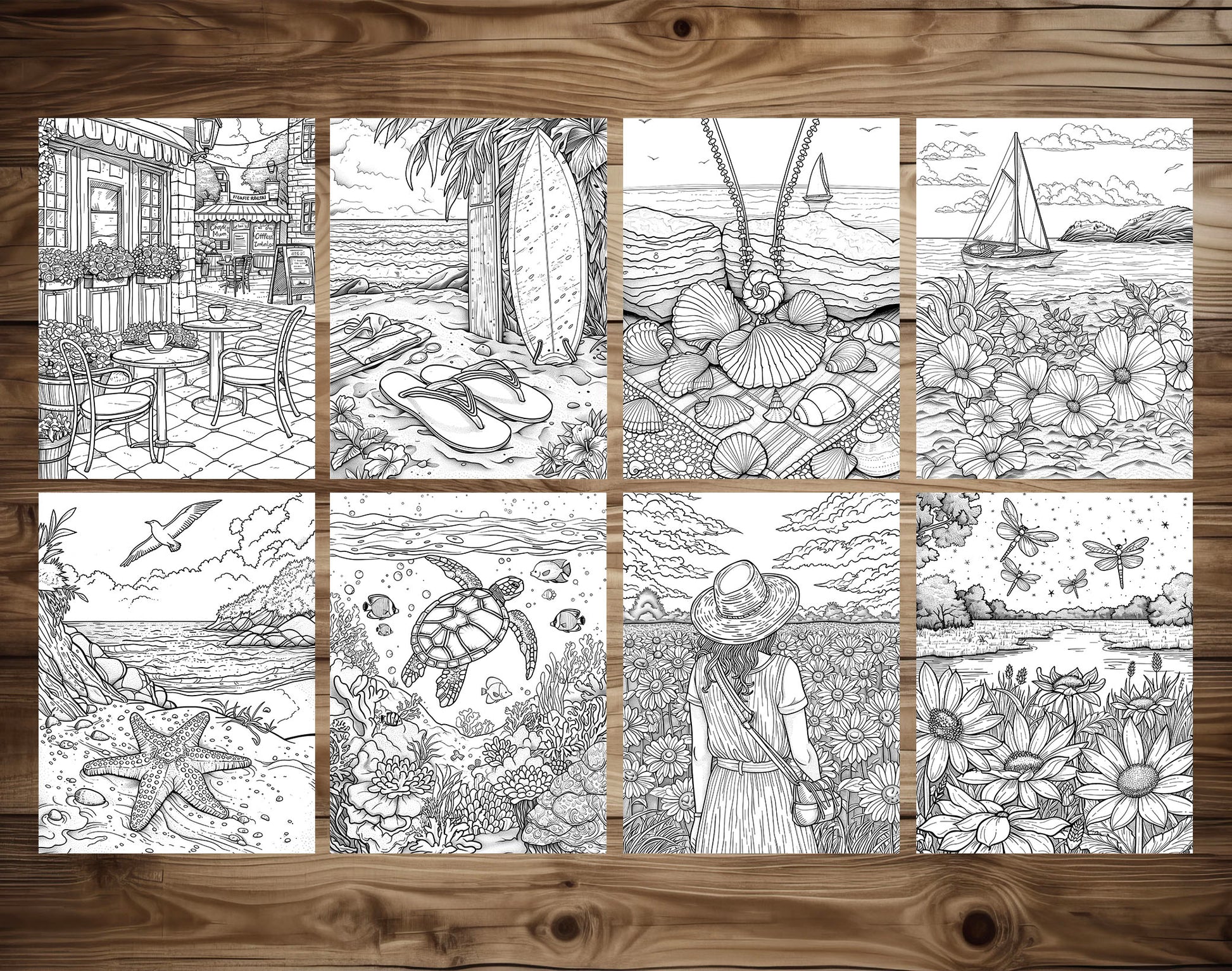 101 Chill Vibes Summer Relaxation Coloring Pages - Instant Download - Printable PDF – preview 4