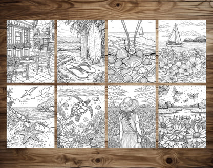 101 Chill Vibes Summer Relaxation Coloring Pages - Instant Download - Printable PDF – preview 4