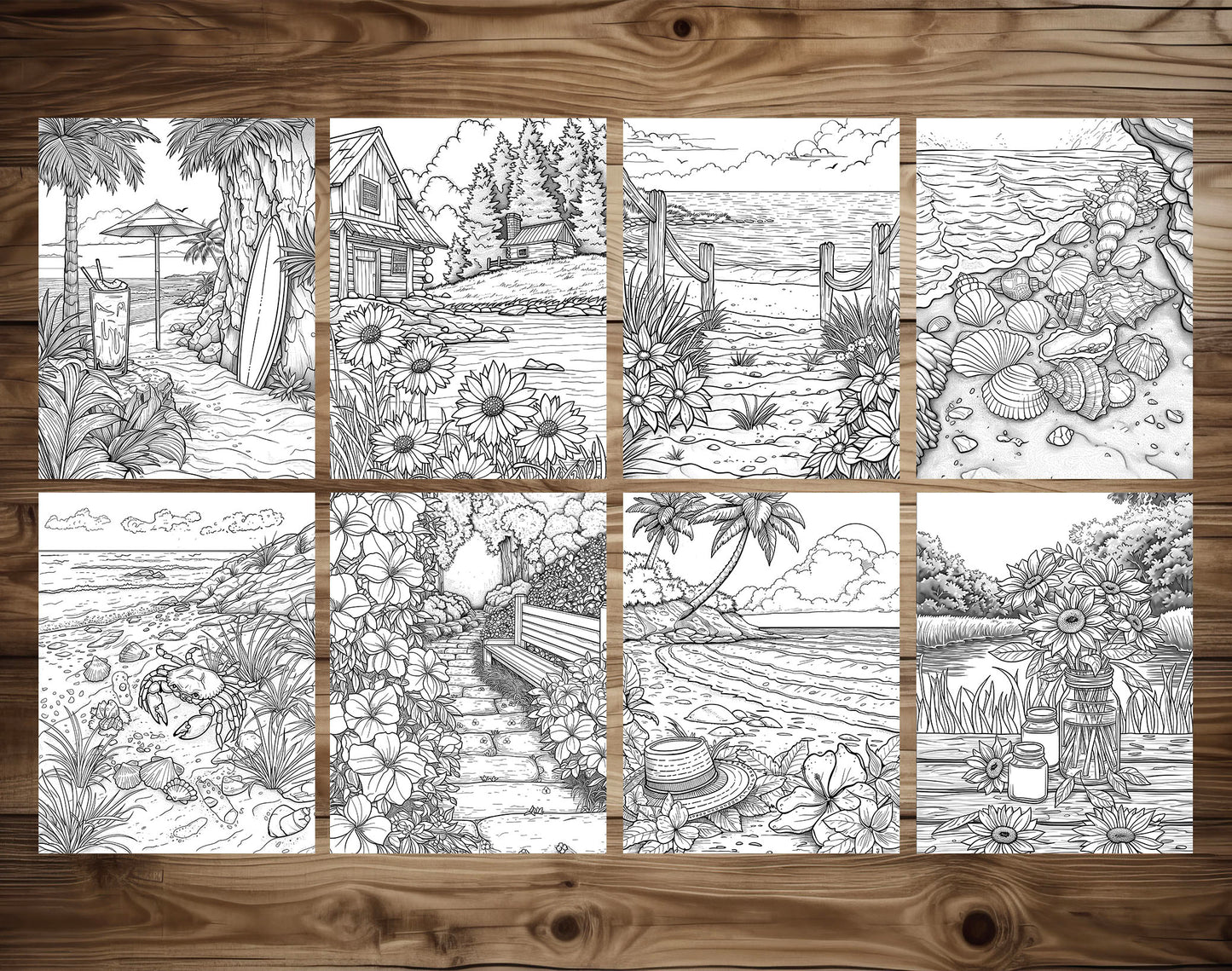 101 Chill Vibes Summer Relaxation Coloring Pages - Instant Download - Printable PDF – preview 5