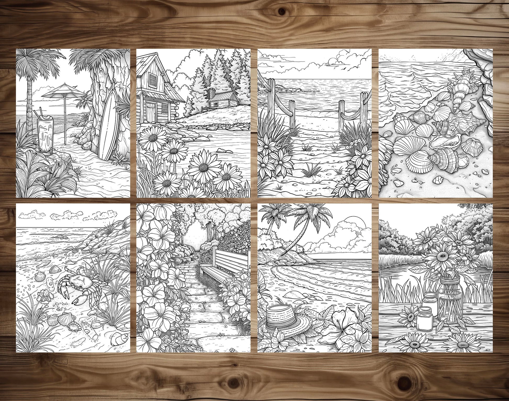 101 Chill Vibes Summer Relaxation Coloring Pages - Instant Download - Printable PDF – preview 5