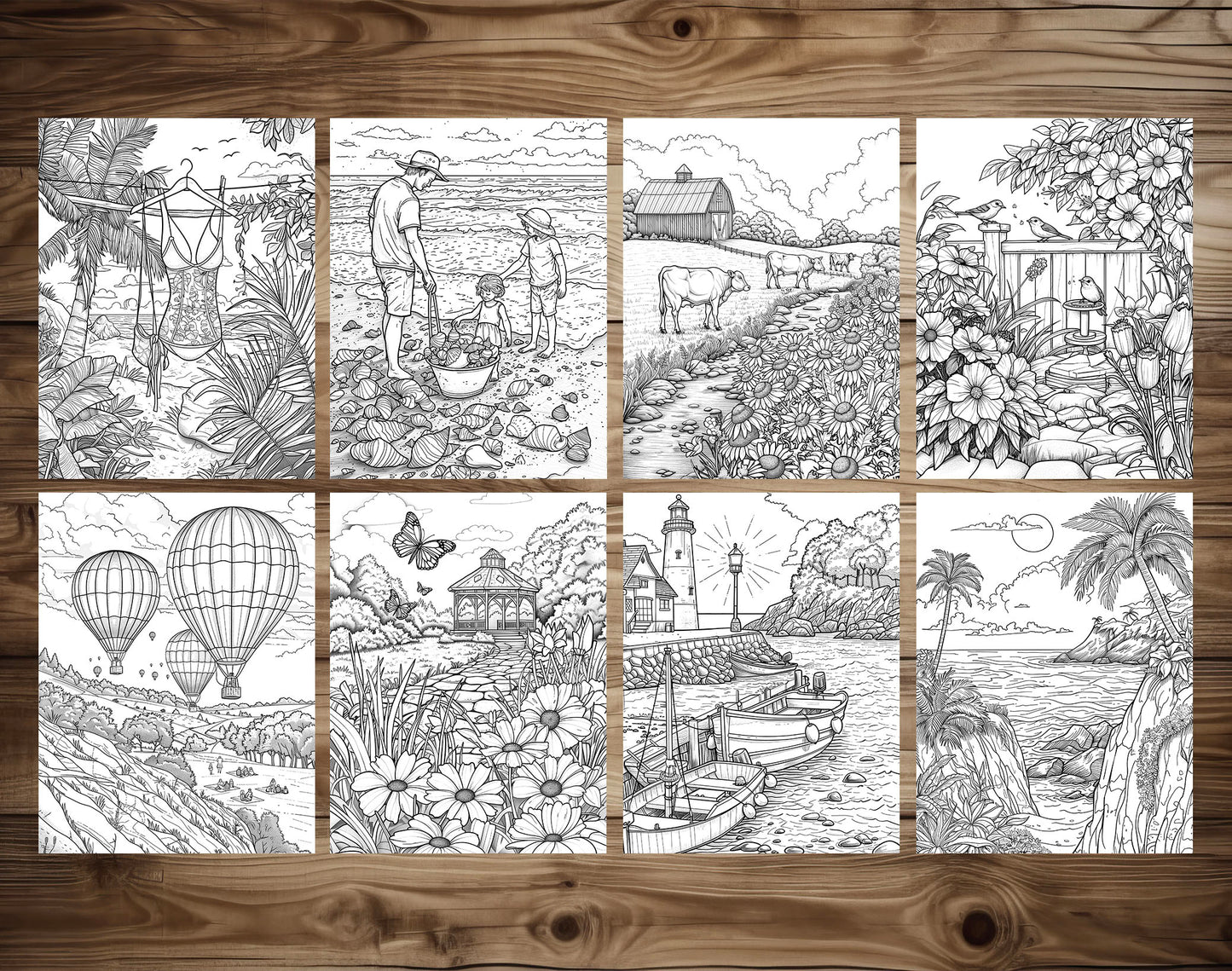 101 Chill Vibes Summer Relaxation Coloring Pages - Instant Download - Printable PDF – preview 6