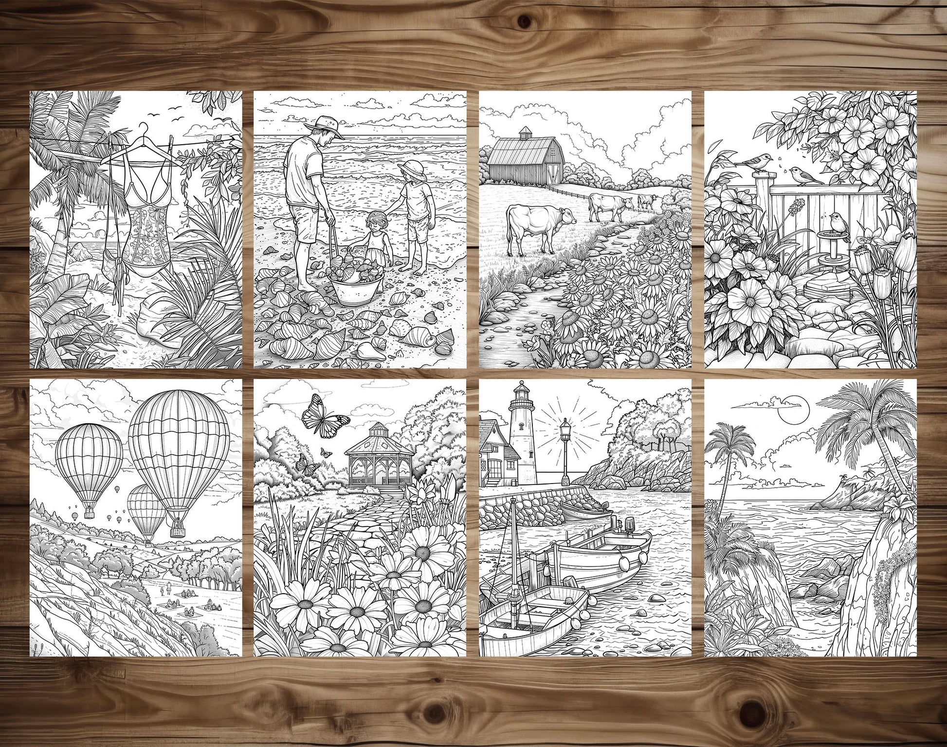 101 Chill Vibes Summer Relaxation Coloring Pages - Instant Download - Printable PDF – preview 6