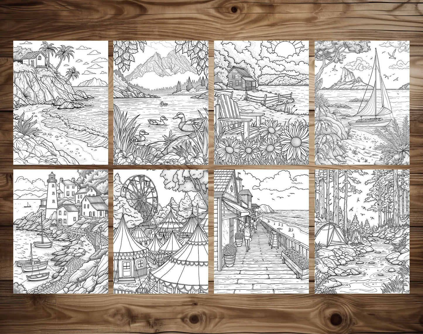 101 Chill Vibes Summer Relaxation Coloring Pages - Instant Download - Printable PDF – preview 7