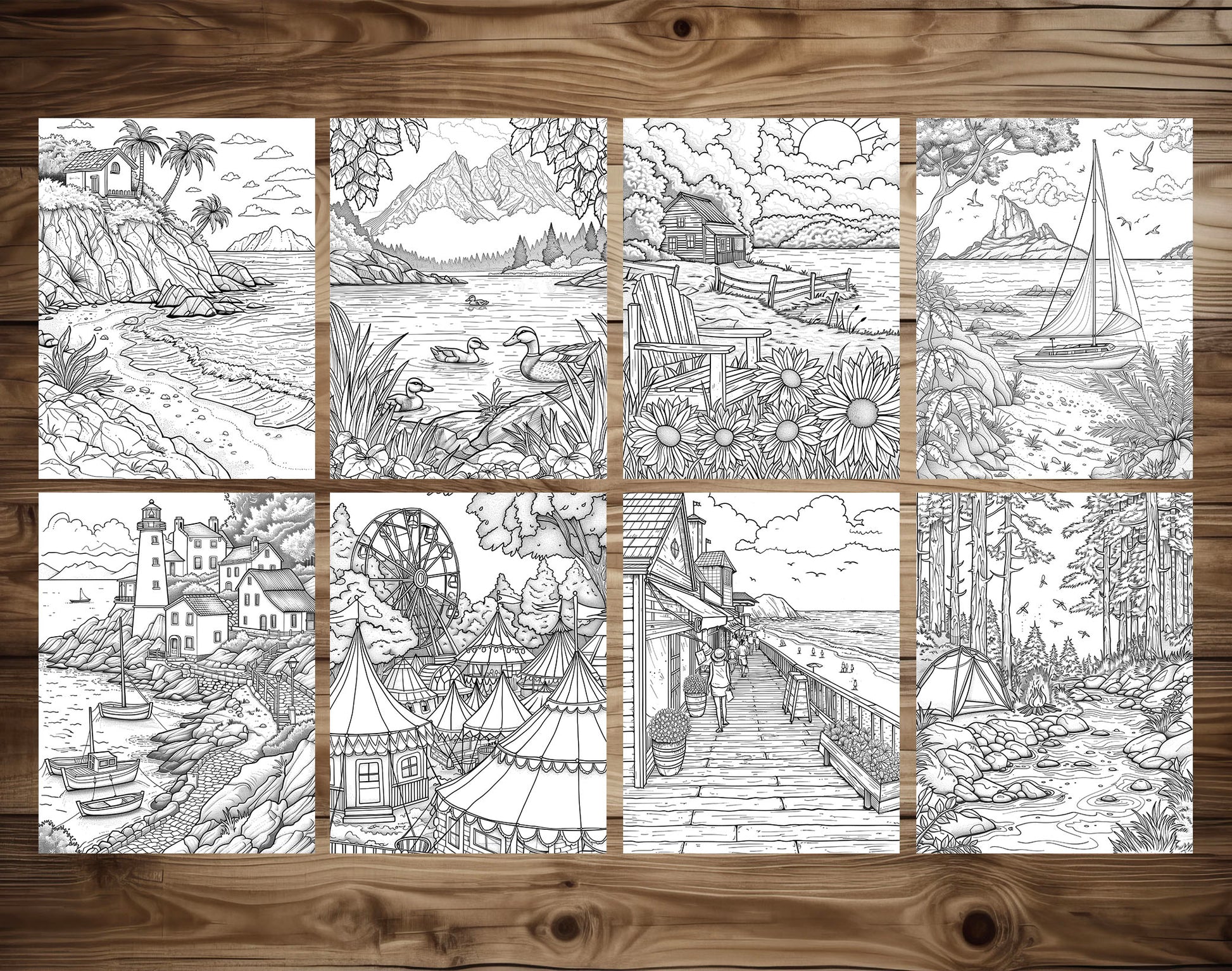 101 Chill Vibes Summer Relaxation Coloring Pages - Instant Download - Printable PDF – preview 7