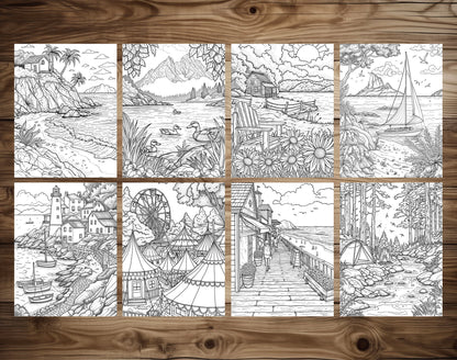101 Chill Vibes Summer Relaxation Coloring Pages - Instant Download - Printable PDF – preview 7