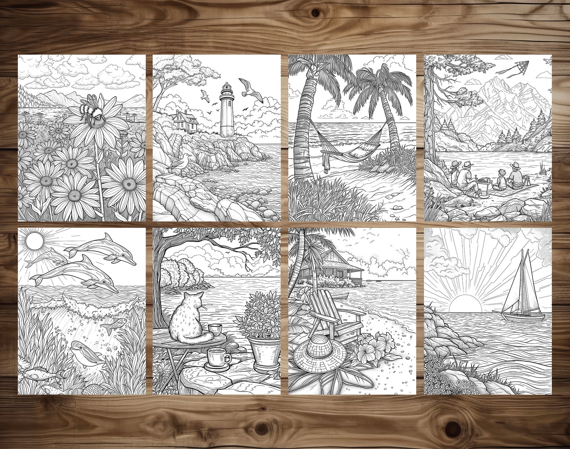 101 Chill Vibes Summer Relaxation Coloring Pages - Instant Download - Printable PDF – preview 8