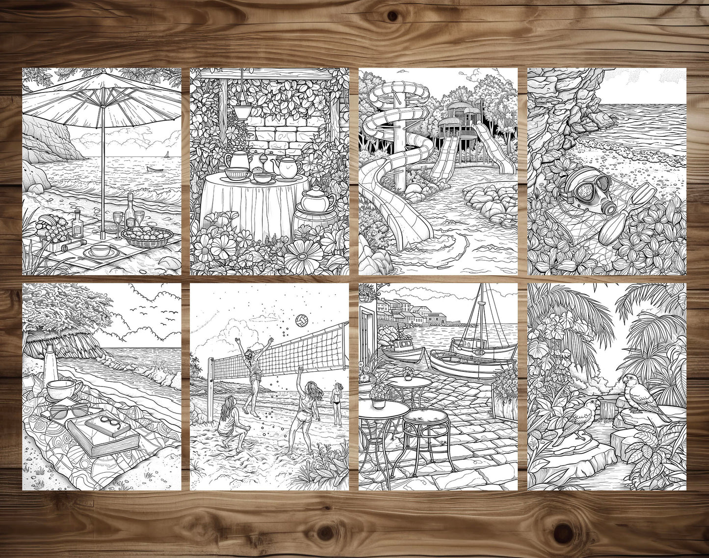 101 Chill Vibes Summer Relaxation Coloring Pages - Instant Download - Printable PDF – preview 9