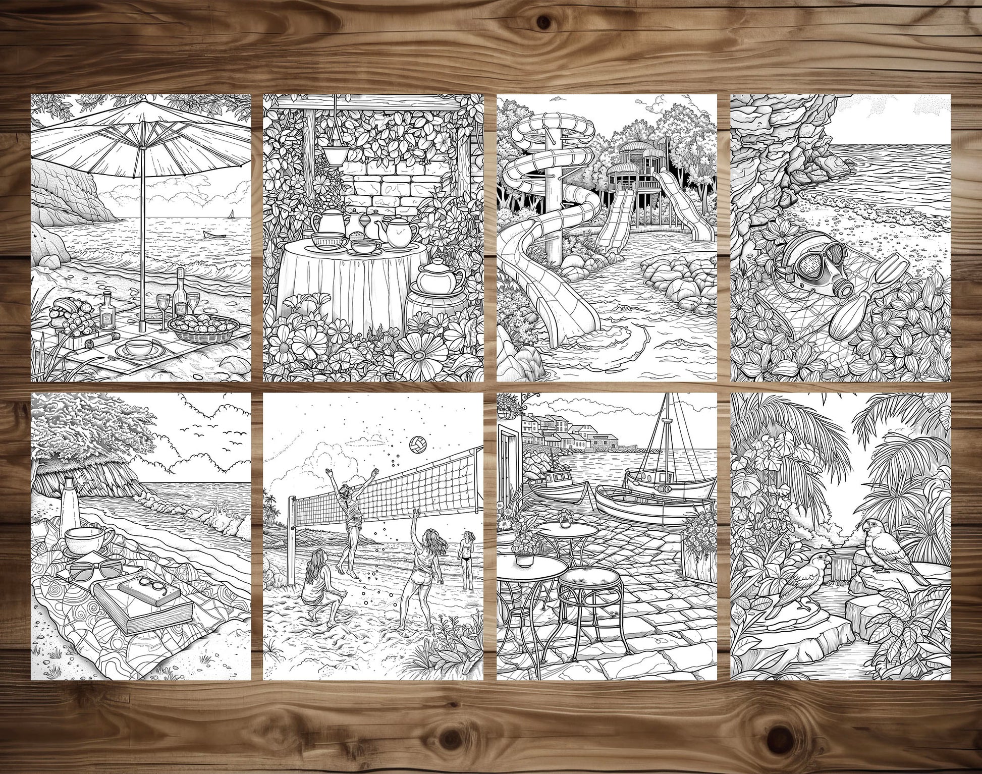 101 Chill Vibes Summer Relaxation Coloring Pages - Instant Download - Printable PDF – preview 9