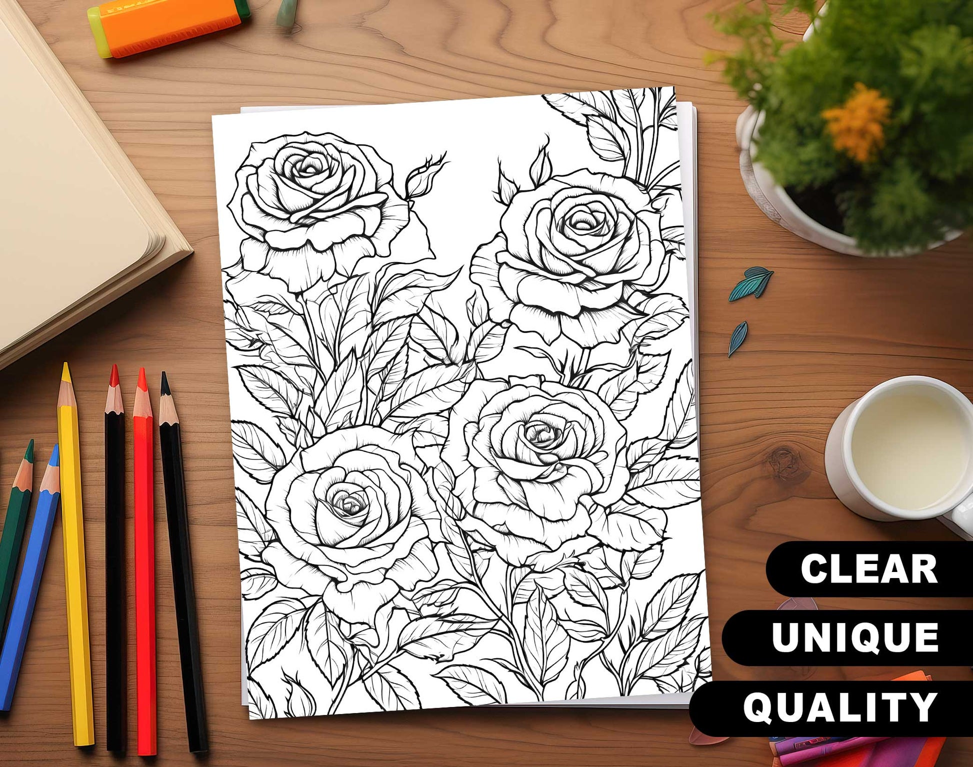 101 Floral Charm Coloring Pages - Instant Download - Printable – preview 3