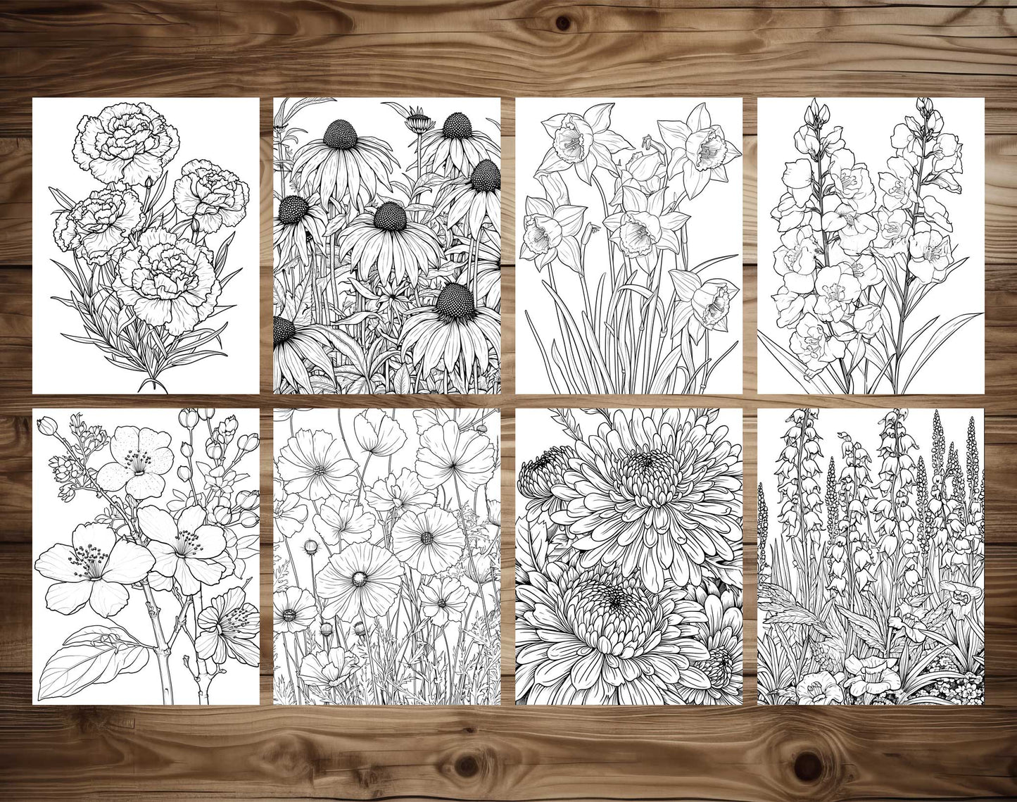 101 Floral Charm Coloring Pages - Instant Download - Printable – preview 5