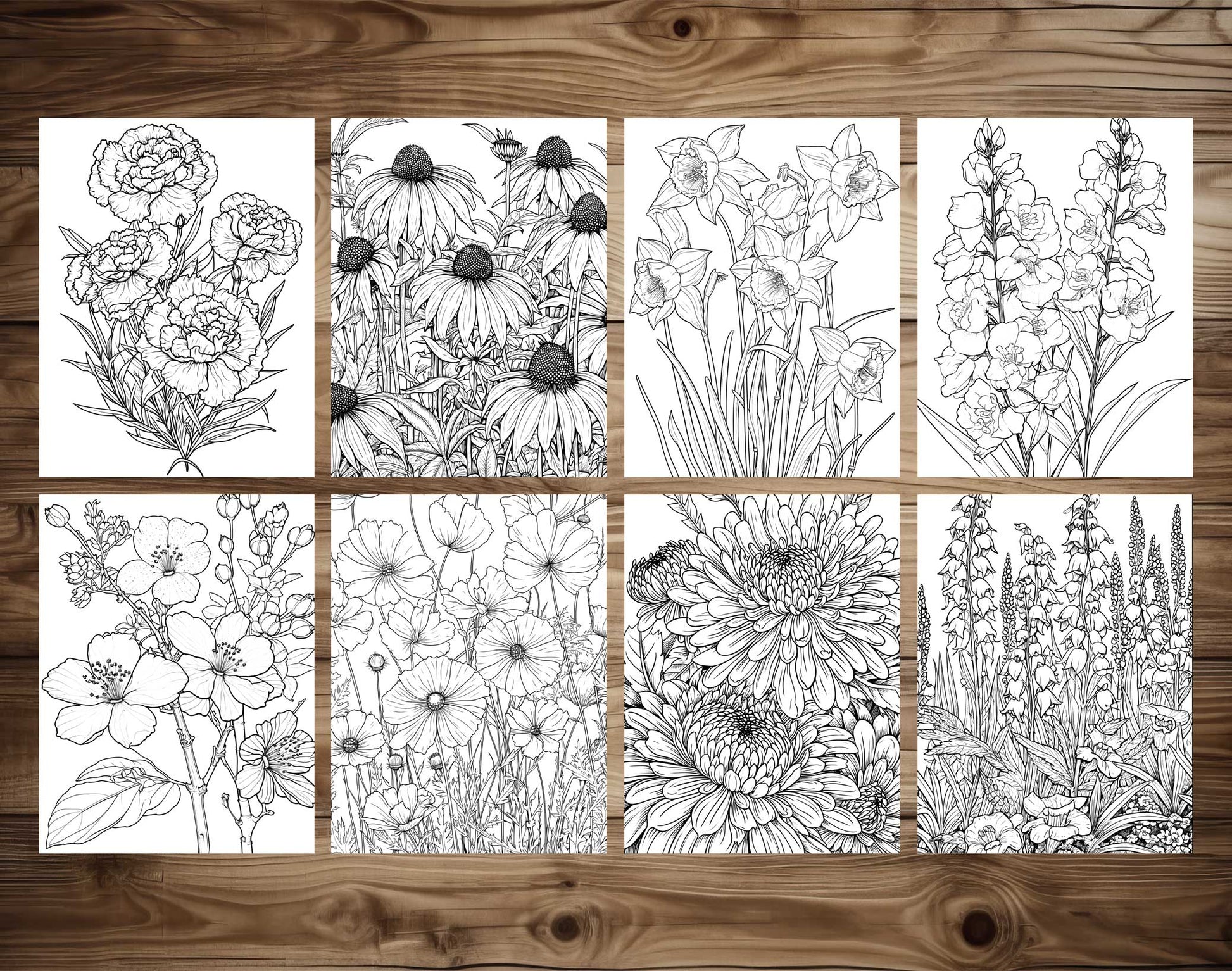 101 Floral Charm Coloring Pages - Instant Download - Printable – preview 5