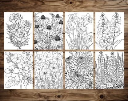101 Floral Charm Coloring Pages - Instant Download - Printable – preview 5