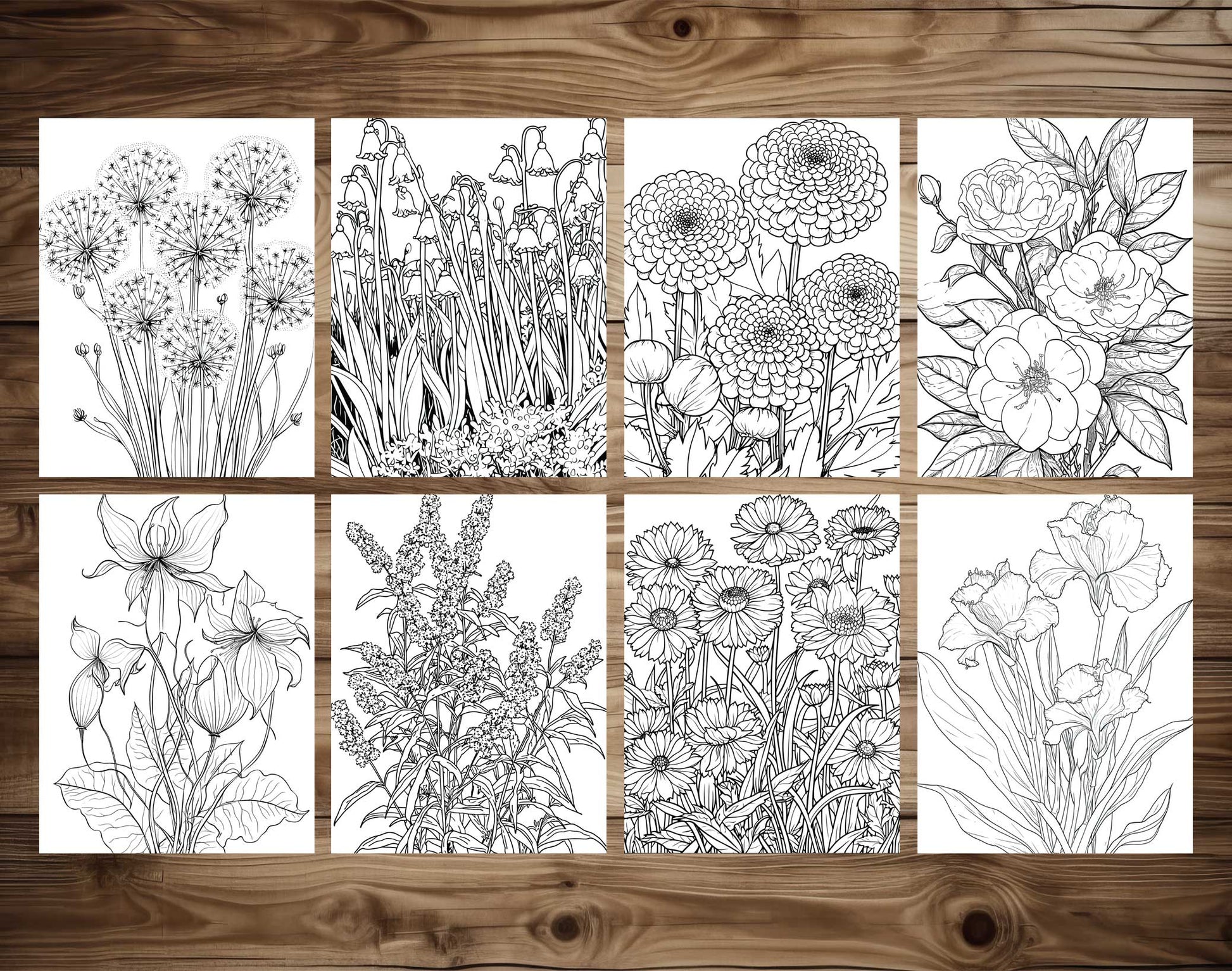 101 Floral Charm Coloring Pages - Instant Download - Printable – preview 6