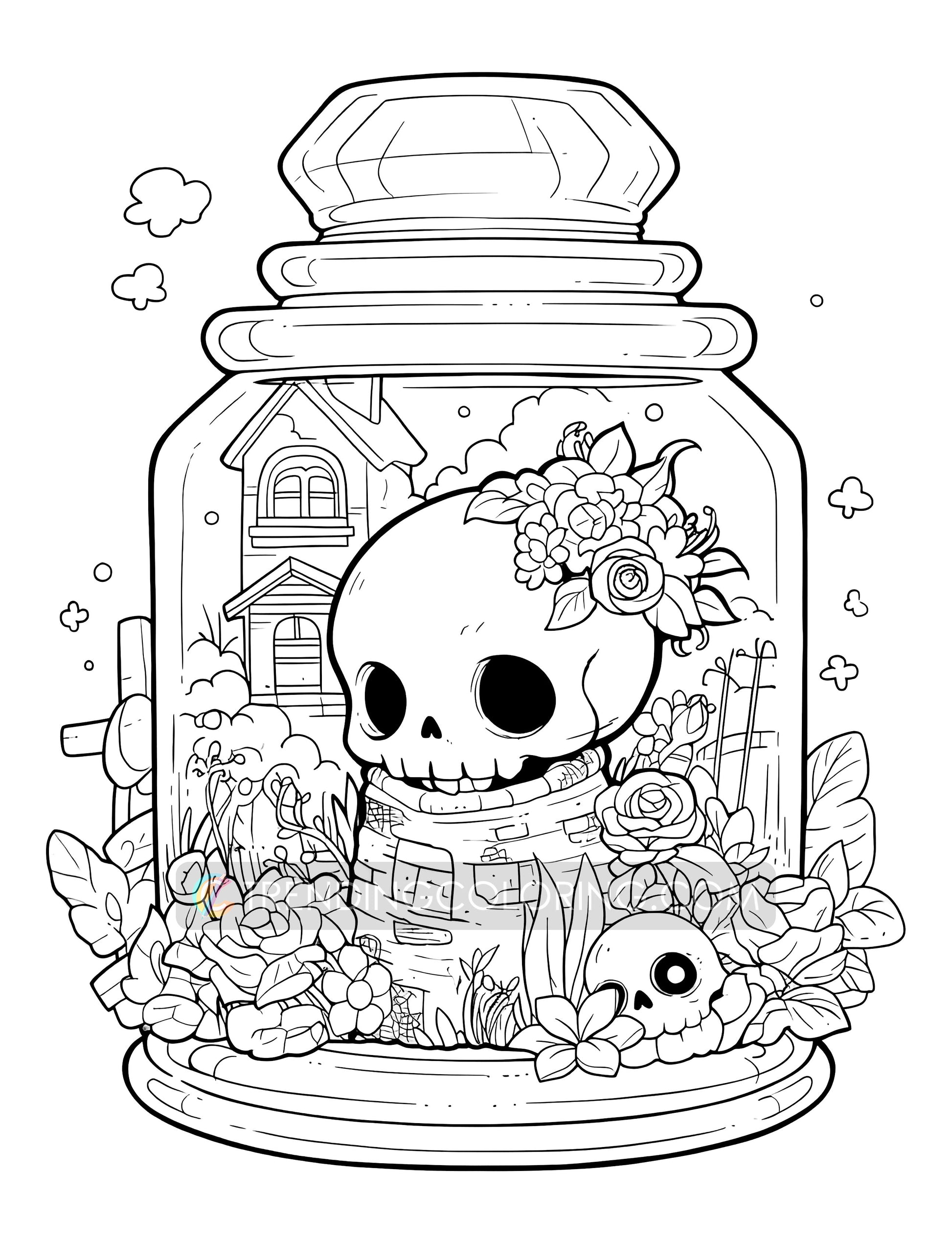 101 Kawaii Halloween in Jar Coloring Pages - Instant Download - Printable – preview 8