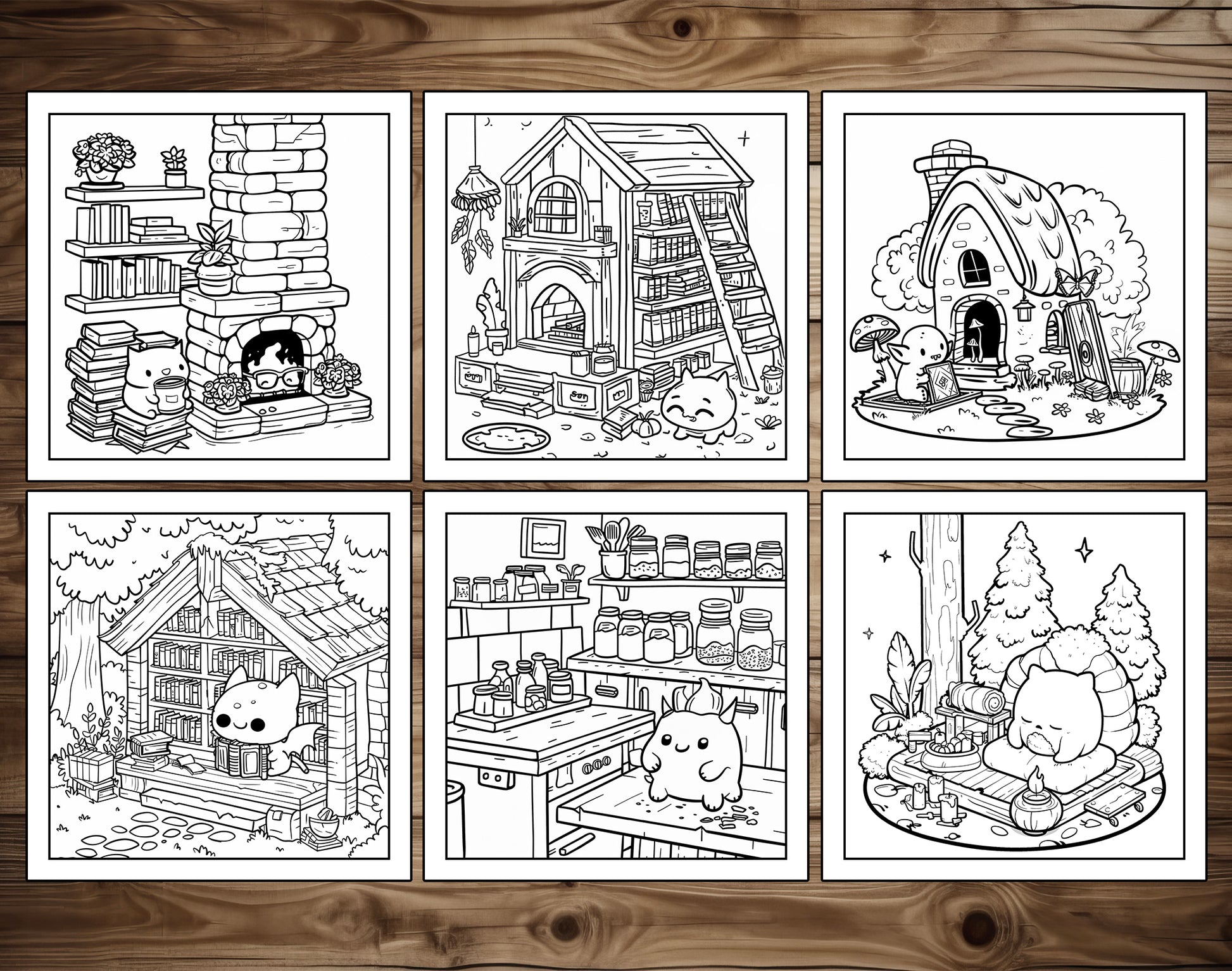 101 Kawaii Monster Corners Cute & Cozy Coloring Pages - Instant Download - Printable PDF – preview 4