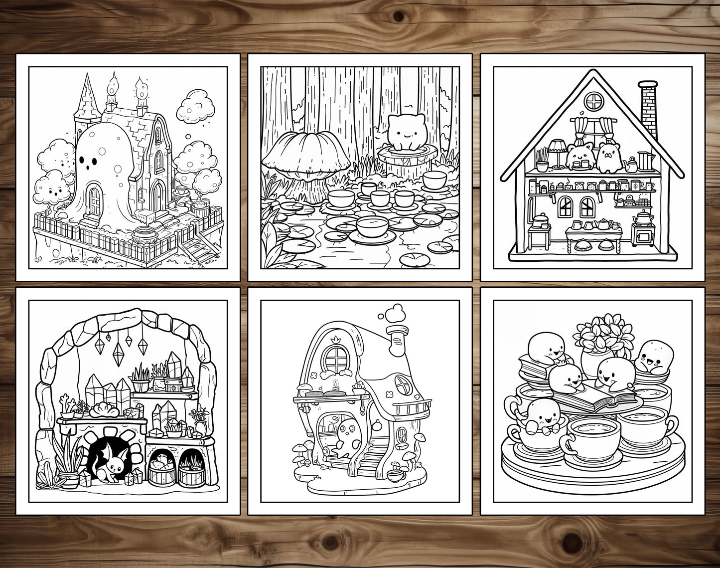 101 Kawaii Monster Corners Cute & Cozy Coloring Pages - Instant Download - Printable PDF – preview 5